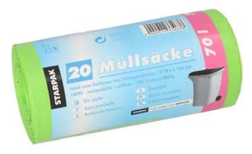 Starpak Mülleimerbeutel Hdpe, 70 Liter, Grün