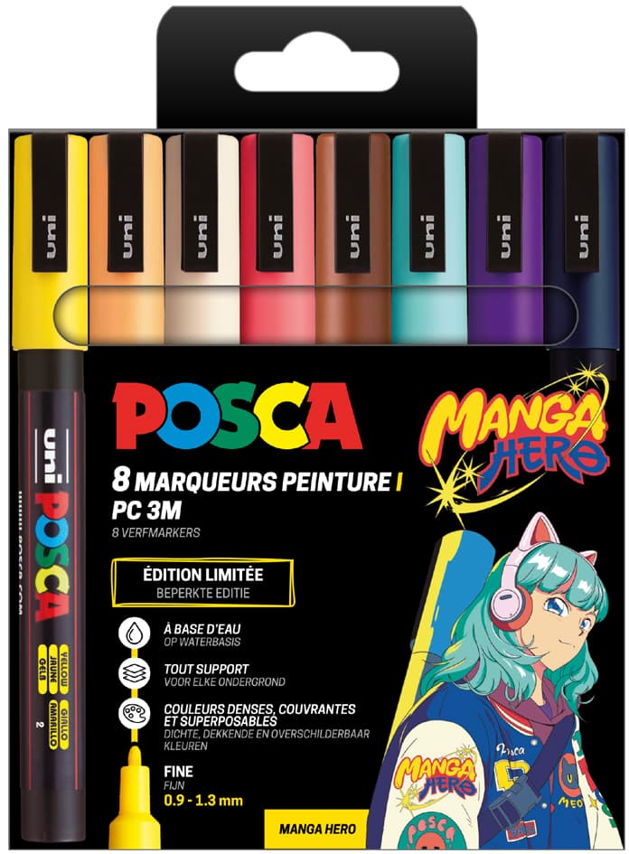 Posca Pigmentmarker Pc-3m, 8er Set Manga Hero