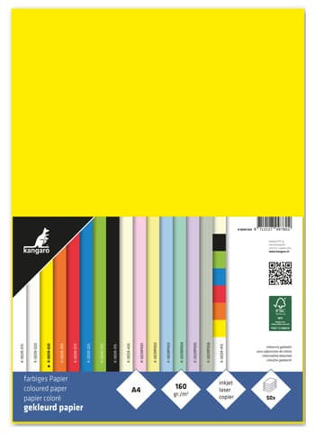 Kangaro Multifunktionspapier, Din A4, 160 G/Qm, Gelb
