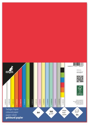 Kangaro Multifunktionspapier, Din A4, 160 G/Qm, Rot