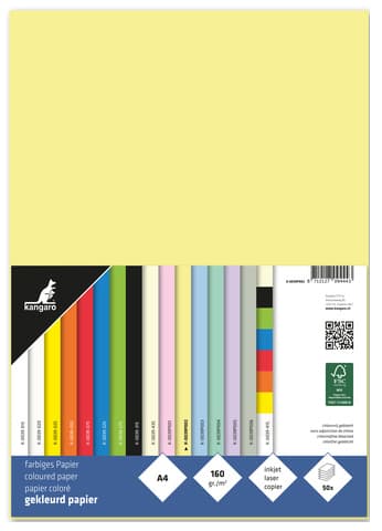 Kangaro Multifunktionspapier, Din A4, 160 G/Qm, Pastellgelb