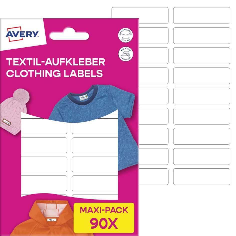 Avery Textil-Etiketten, 13 X 45 Mm, Maxi-Pack, Weiß