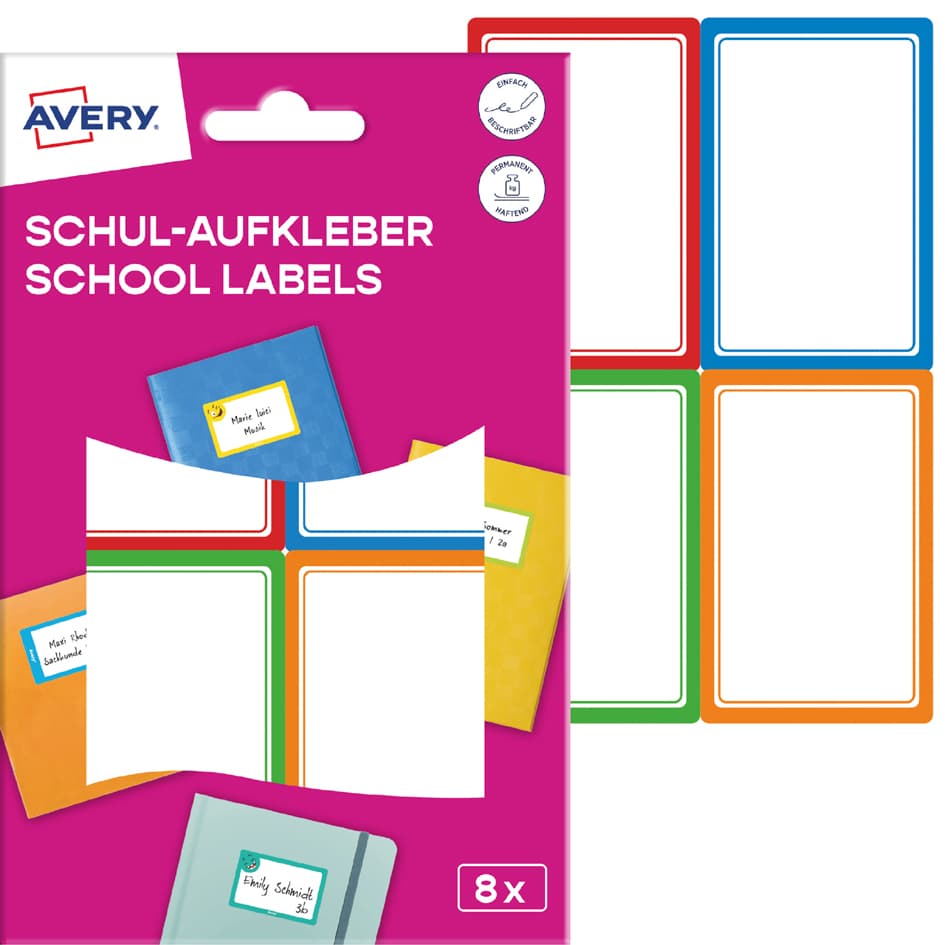 Avery Buchetiketten, Papier, 44 X 64 Mm, Farbige Rahmen