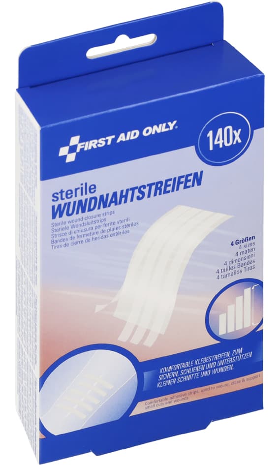 First Aid Only Wundnahtstreifen Steril, Weiß, 140er Blister