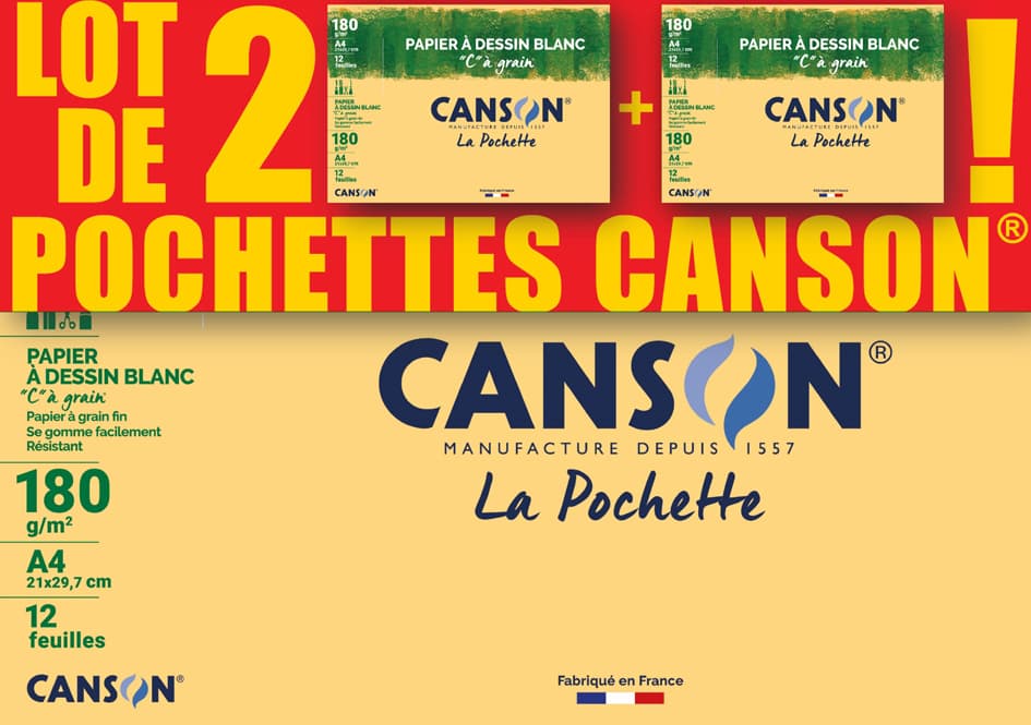 Canson Zeichenpapier , C, À Grain, Din A4, 2er Set