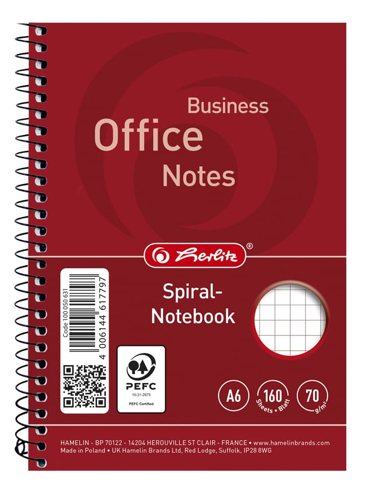 Herlitz Notebook , College, Din A6, 160 Blatt, Kariert