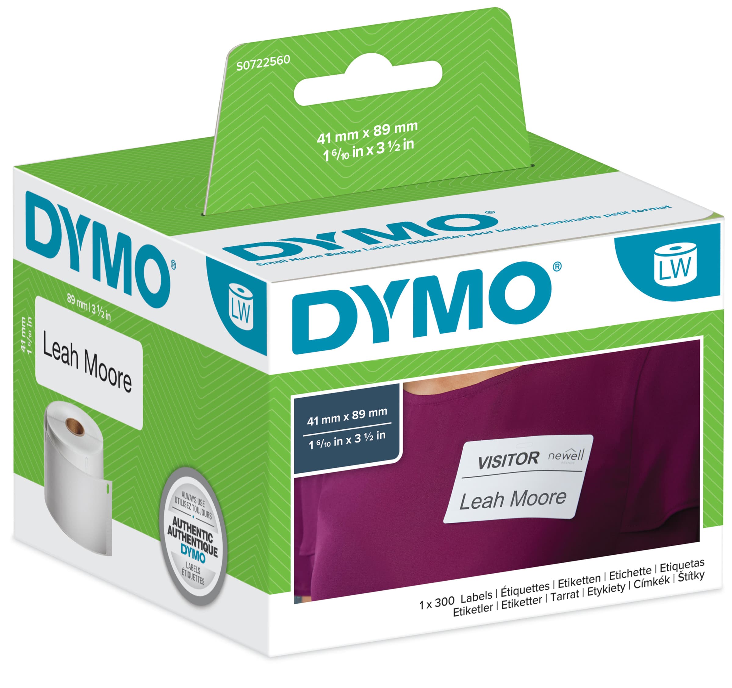 Dymo Labelwriter-Namensschilder, 89 X 41 Mm, Weiß