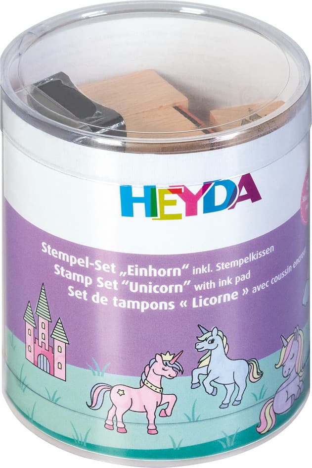 Heyda Motivstempel-Set , Einhorn, , Klarsicht-Runddose