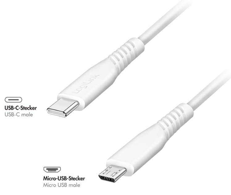 Logilink Usb 2.0 Kabel, Usb-C - Micro Usb-B, 3,0 M, Weiß
