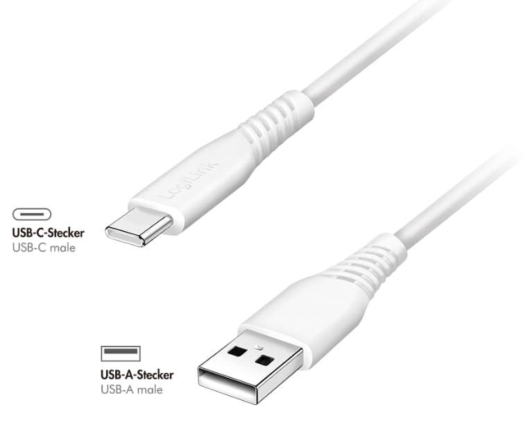 Logilink Usb 2.0 Kabel, Usb-A - Usb-C, 1,5 M, Weiß