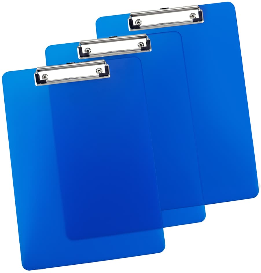 Rapesco Klemmbrett, Din A4, Pp, Transparent-Blau, 3er Set