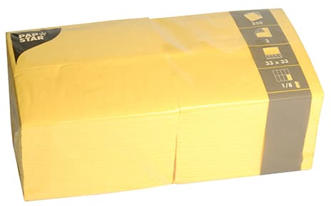 Papstar Bistro-Servietten, 330 X 330 Mm, 3-Lagig, Gelb