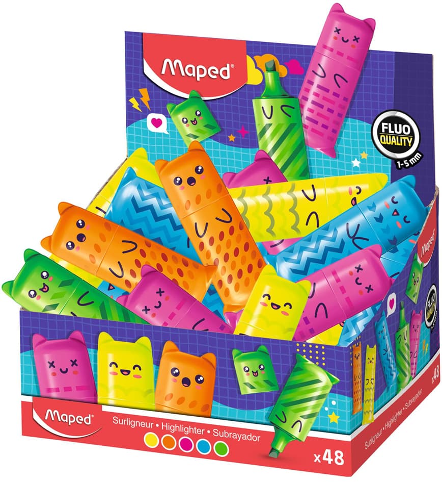 Maped Textmarker Mini Fluo, Peps Kawai, 48er Display