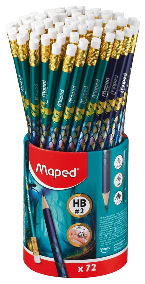 Maped Bleistift Dragon, Mit Radierer, Hb, 72er Köcher