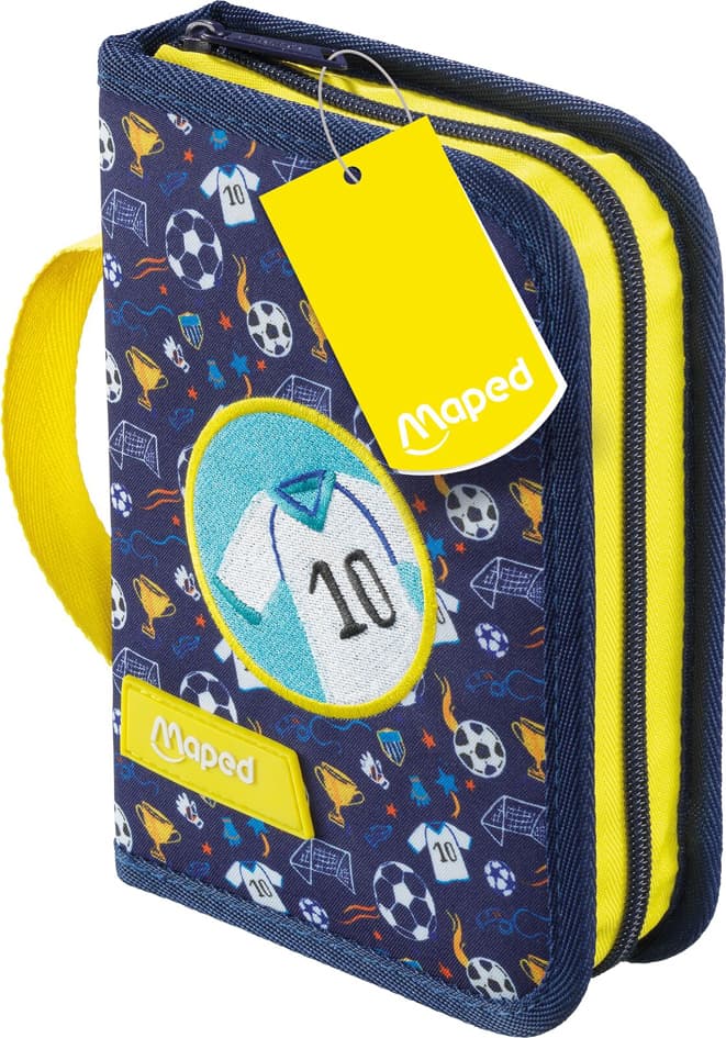 Maped Schüleretui Fußball, Aus Polyester, Dunkelblau / Gelb
