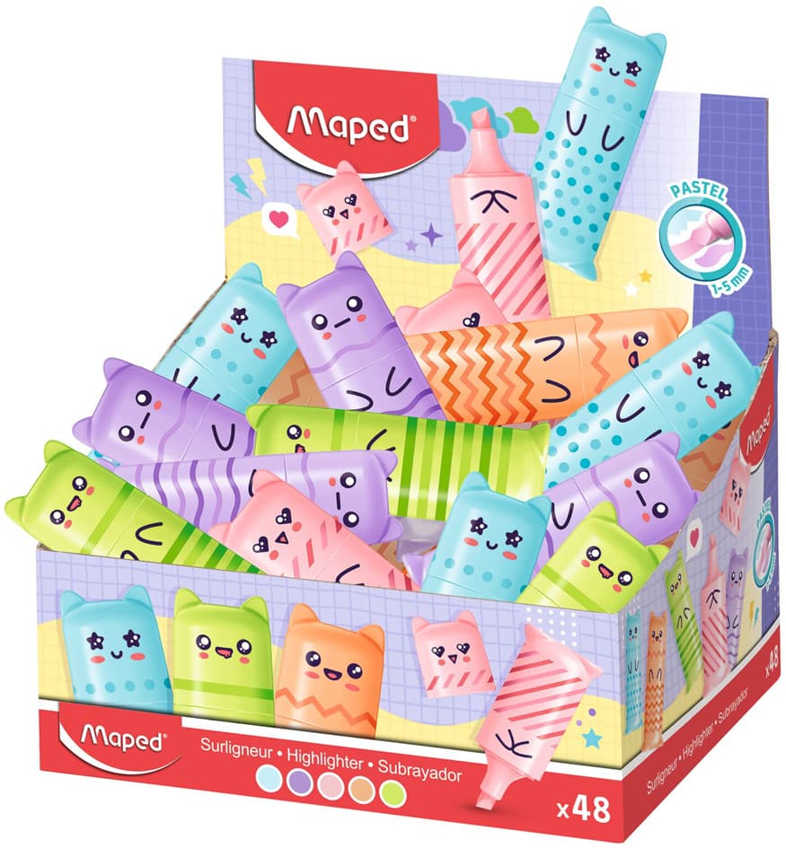 Maped Textmarker Mini Fluo, Peps Pastel Kawai, 48er Display