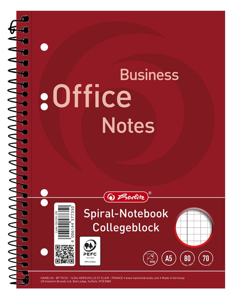 Herlitz Collegeblock , Business Office Notes, Din A5, Kariert