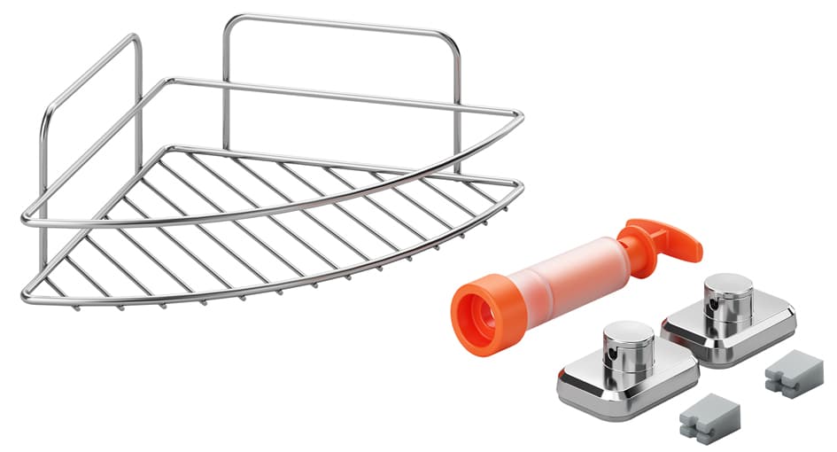 Metaltex Eckregal Reflex Luxy & Vacuumfix, Silber