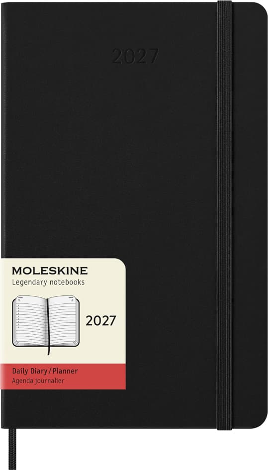 Moleskine Buchkalender 2027, Tage, L/A5, Hardcover, Schwarz