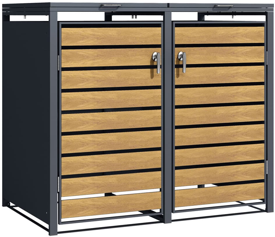 Phoenix Mülltonnenbox Gb2213awk, Holzoptik, 2-Türig