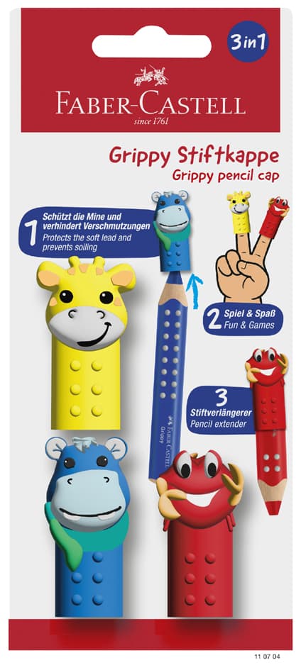 Faber-Castell Stiftkappen Grippy, 3er Set Hello