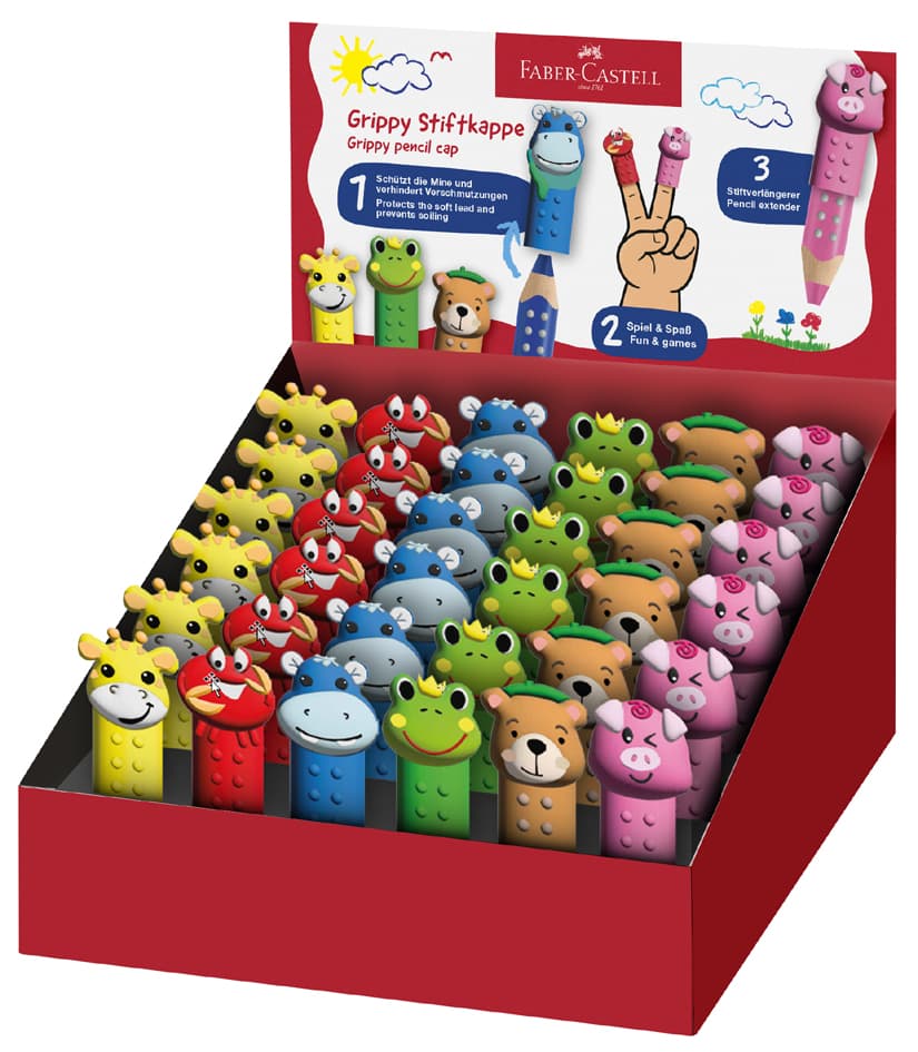 Faber-Castell Stiftkappen Grippy, 36er Thekendisplay