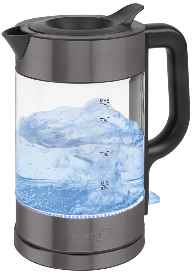 Profi Cook Wasserkocher Pc-Wks 1322, Glas/Edelstahl, 1,7 L