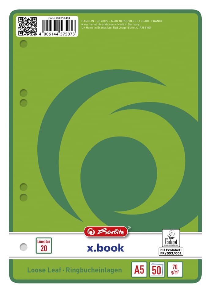 Herlitz Ringbucheinlagen X.Book, Din A5, Blanko