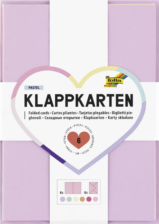 Folia Klappkarten Pastel, 105 X 148 Mm, Farbig Sortiert