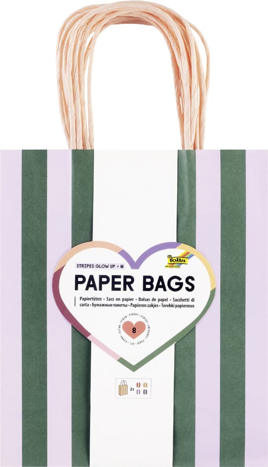 Folia Papier-Tragetaschen , Stripes Glow Up, , Größe: M