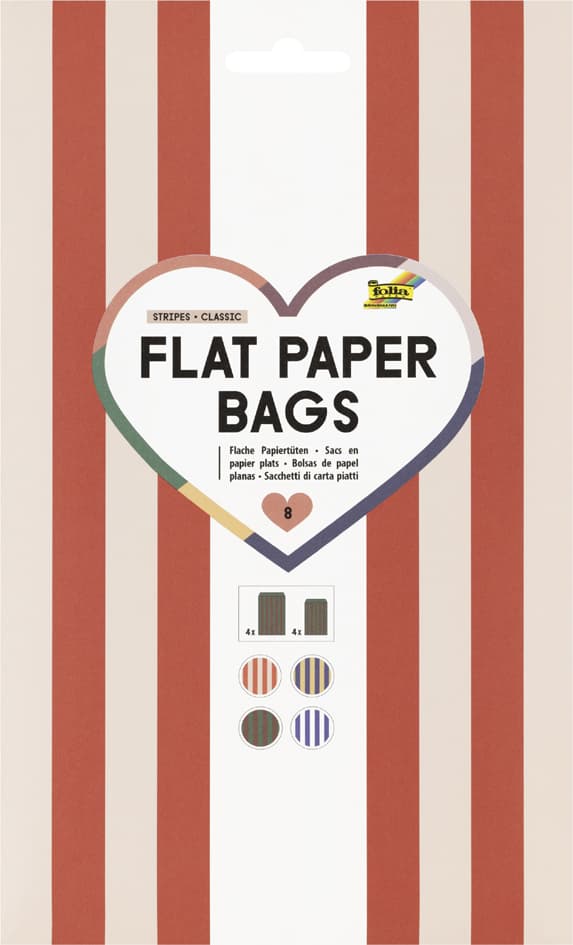 Folia Flachbeutel Flat Paper Bags Stripes , Classic,