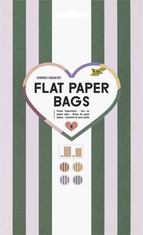 Folia Flachbeutel Flat Paper Bags Stripes , Glow Up,