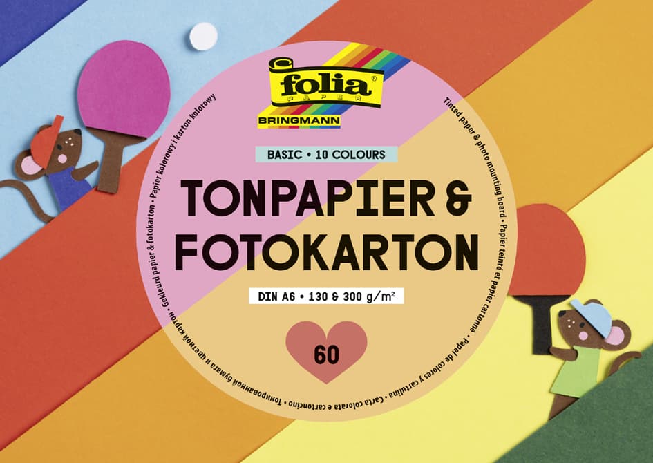 Folia Tonpapier- Und Fotokarton-Block Basic, A6, 60 Blatt