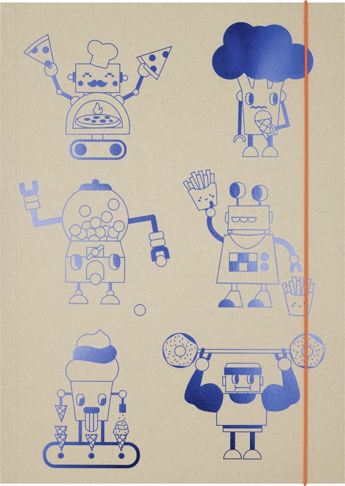 Folia Zeichnungsmappe , Hungry Robots, , Graupappe, Din A3