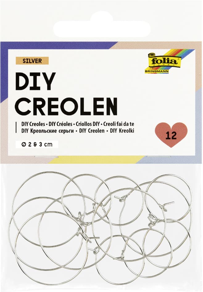 Folia Diy Creolen, Silber, Größen Sortiert