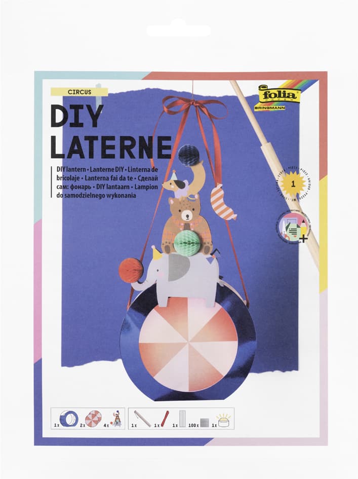 Folia Diy Laternen-Bastelset Circus, Metallic-Blau