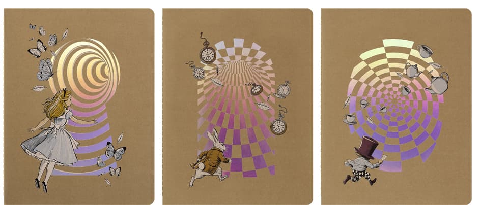 Moleskine Notizheft Cahier , Alice Im Wunderland, , Xl,3er Set