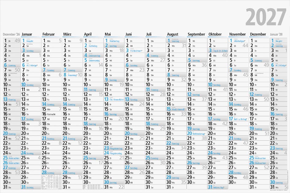 Rido Idé Plakatkalender, 1.020 X 680 Mm, Gefalzt, 2027