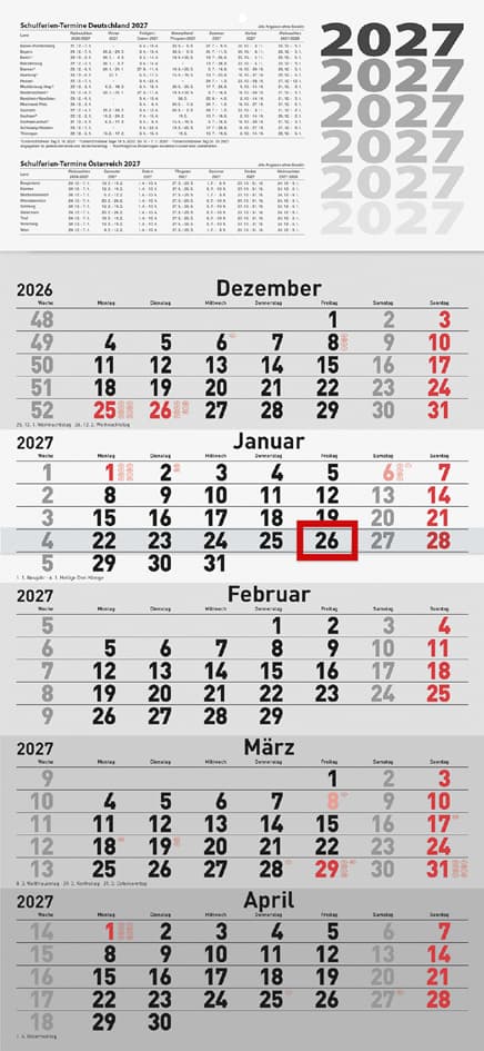 Rido Idé Wandkalender , 5-Monatskalender, , 2027