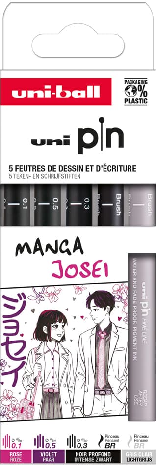 Uni-Ball Fineliner Pin , Manga Josei, , 5er Set