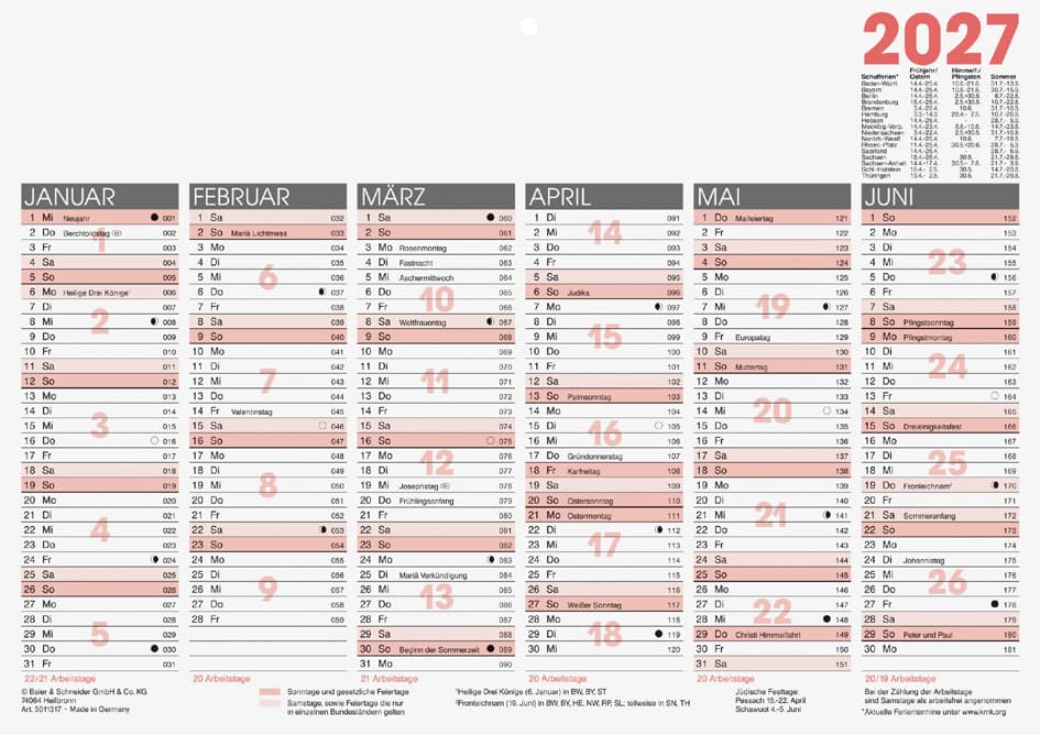 Glocken Tischkalender , Tafelkalender, , 2027, Din A4 Quer