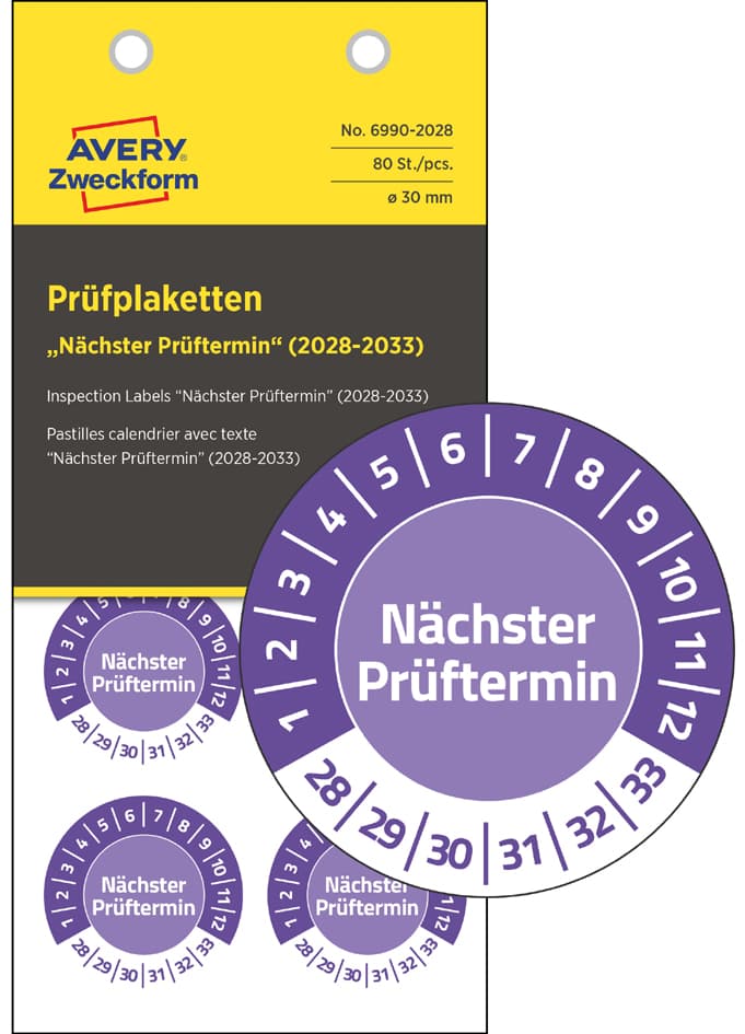 Avery Zweckform Prüfplaketten , Nächster Prüftermin, , 2028-33