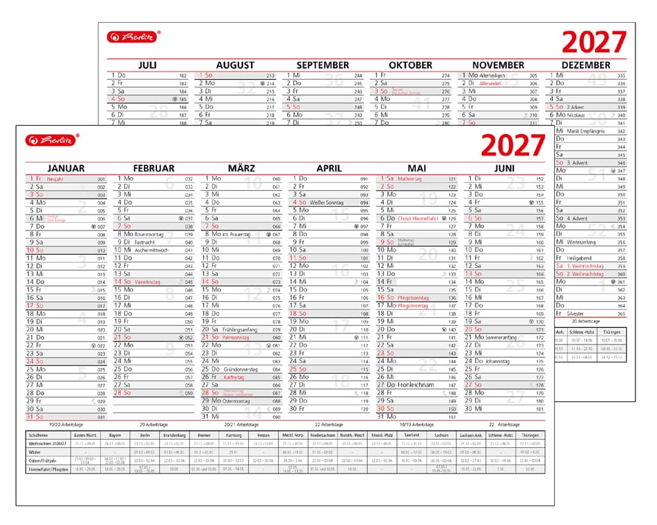 Herlitz Tafelkalender 2027, Din A4