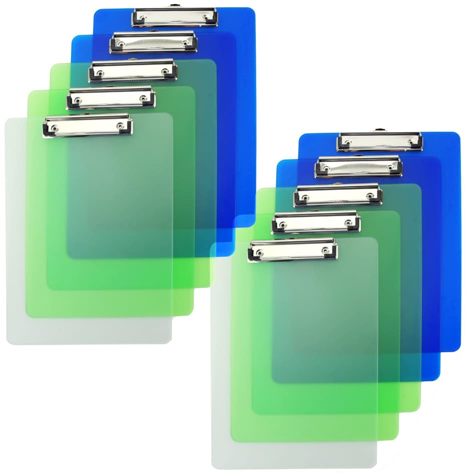 Rapesco Klemmbrett, Din A4, Transparent-Farbig Sortiert,10er