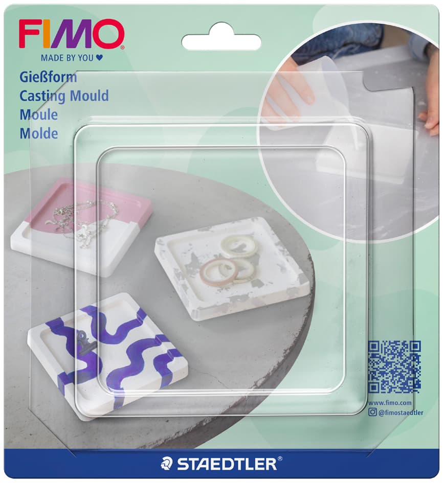 Fimo Gießform Schale, Viereckig, Transparent