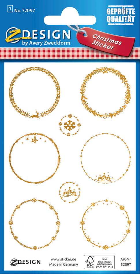 Avery Zweckform Zdesign Weihnachts-Geschenkesticker , Oval,