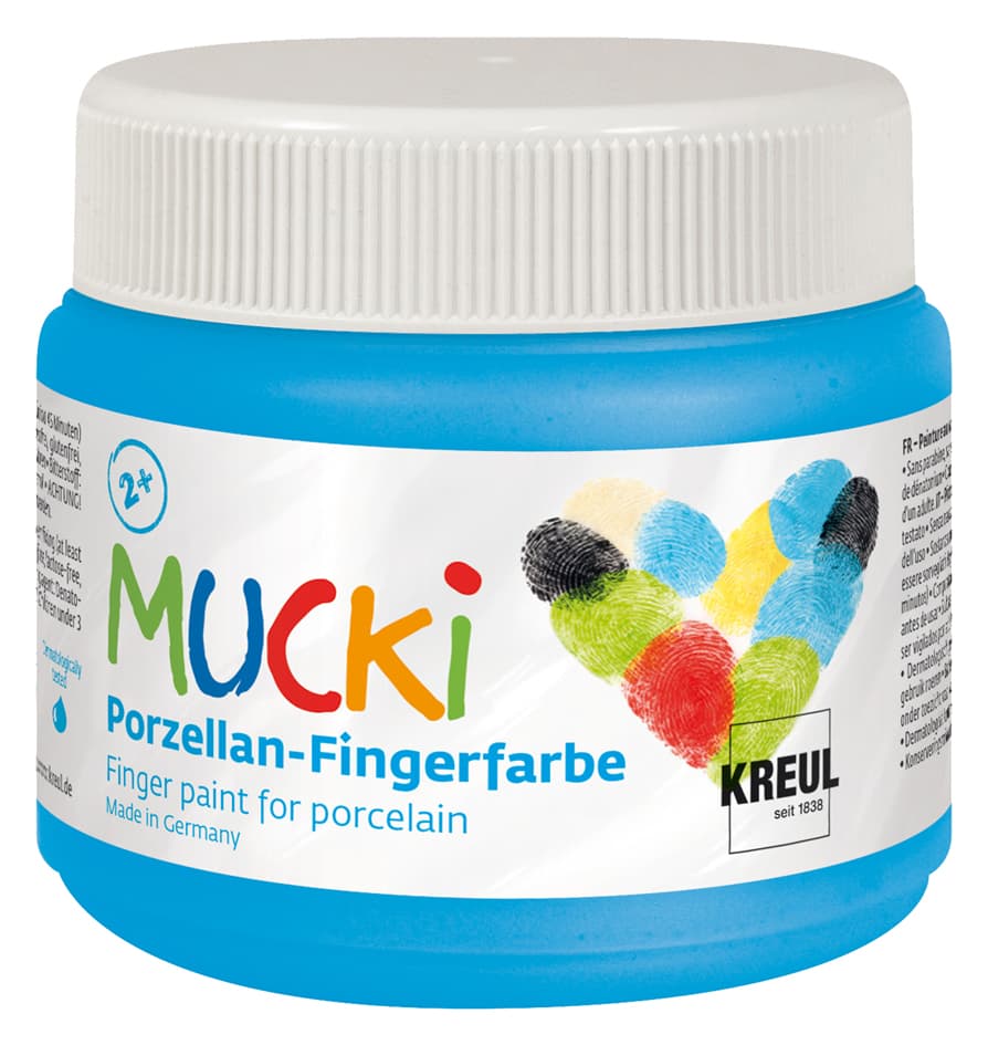 Kreul Porzellan-Fingerfarbe , Mucki, , Himmelblau, 150 Ml