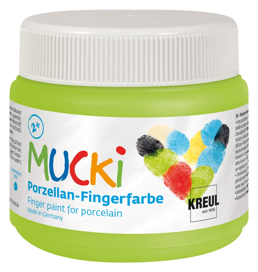 Kreul Porzellan-Fingerfarbe , Mucki, , Abenteuergrün, 150 Ml