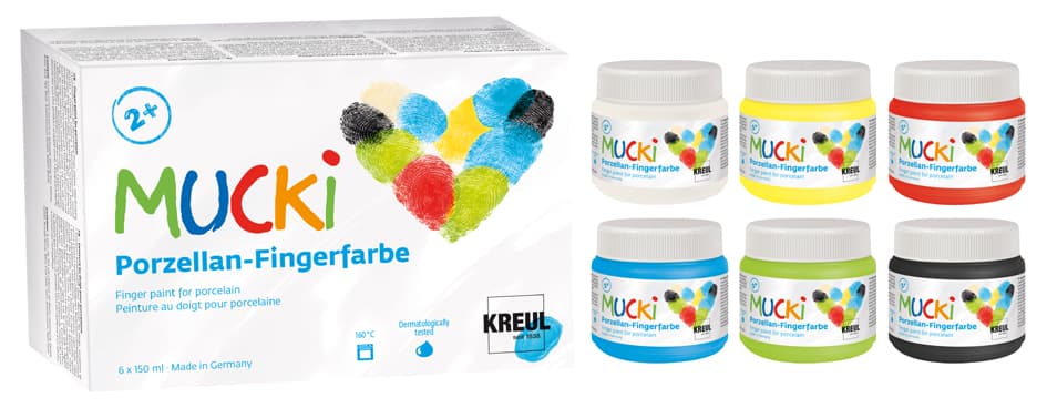 Kreul Porzellan-Fingerfarbe , Mucki, , 150 Ml, 6er-Set