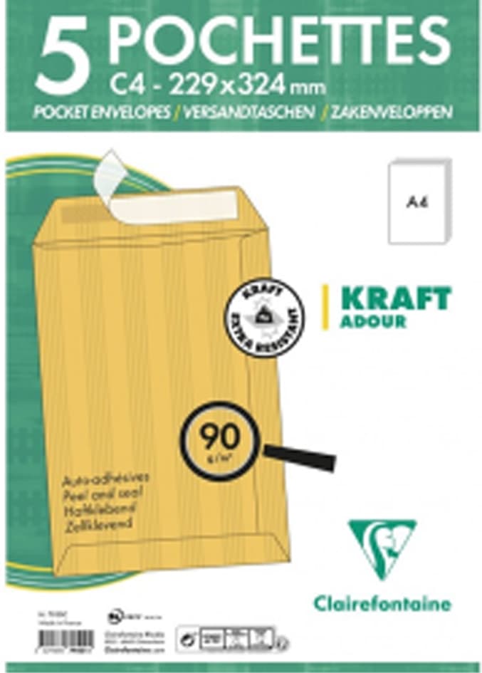 Clairefontaine Versandtaschen, C4, 229 X 324 Mm, Braun